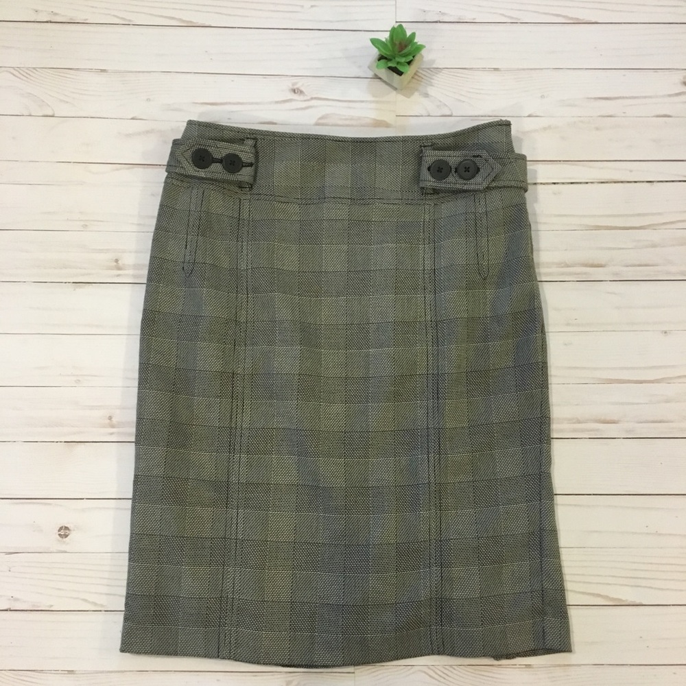 Apt. 9 Size 10 Gray Plaid Belted Kick Pleat Skirt
